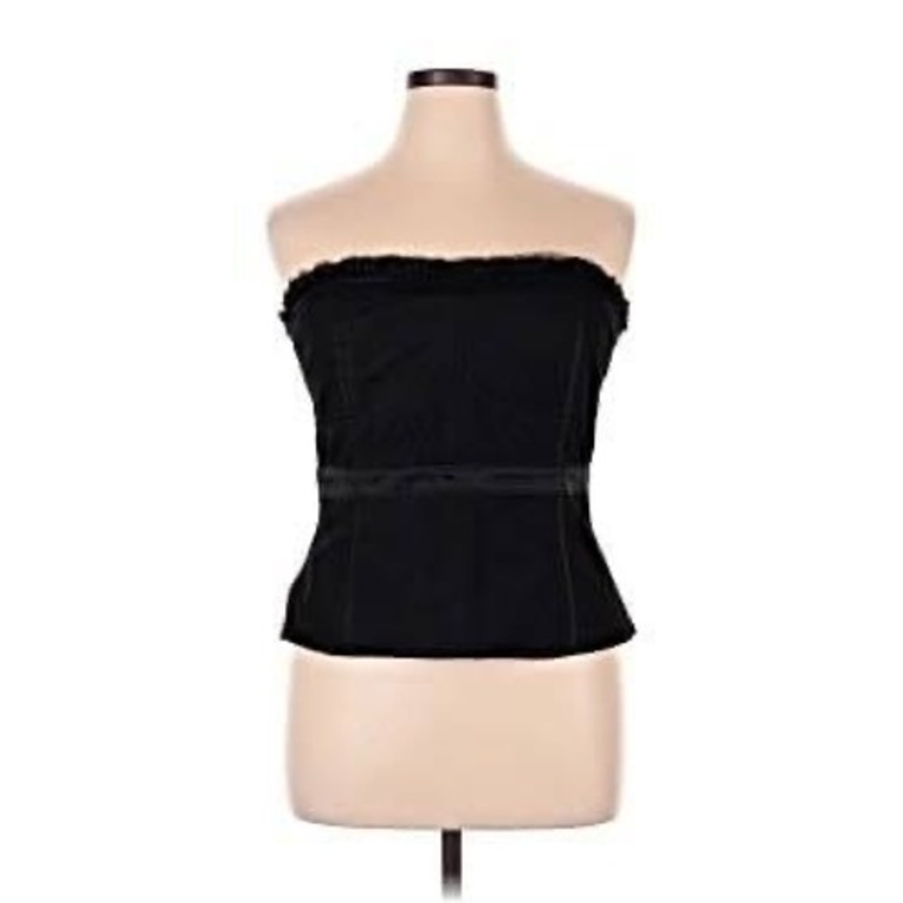 Vintage Y2K White House Black Market Black Strapless Peplum Corset Top 12